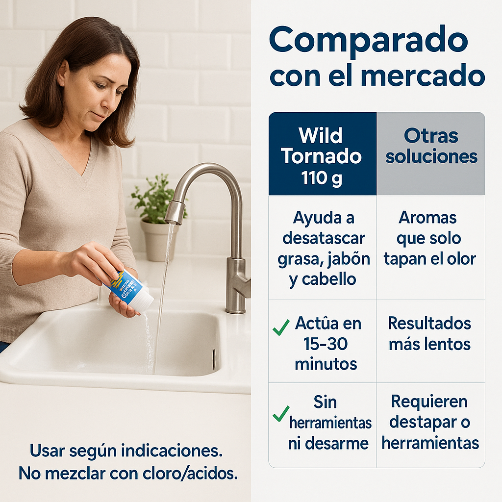 Polvo destapa caño anti mal olor